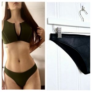 Hoaka Swimwear Womens Size XS Black Cheeky Bikini Bottom Neoprene